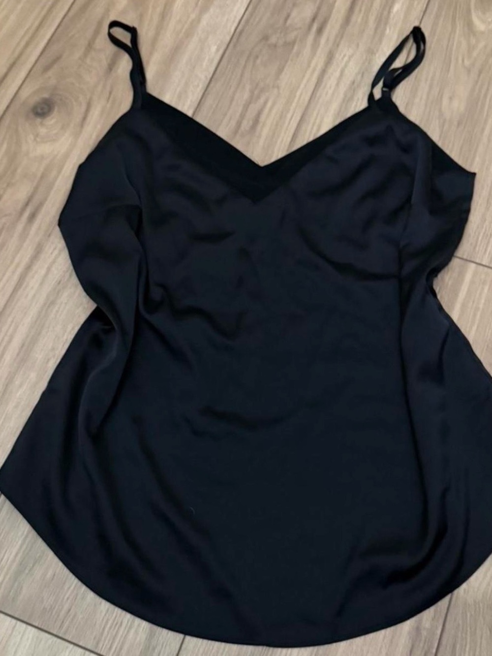 White House Black Market Black Satin V-Neck Cami